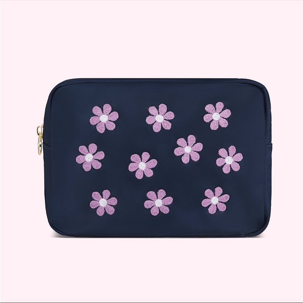 Stoney Clover Lane Hand Embroidered Daisies Large Pouch
